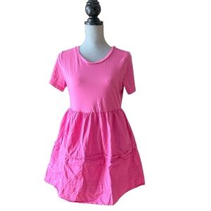 George Pink Short Sleeve Babydoll Dress